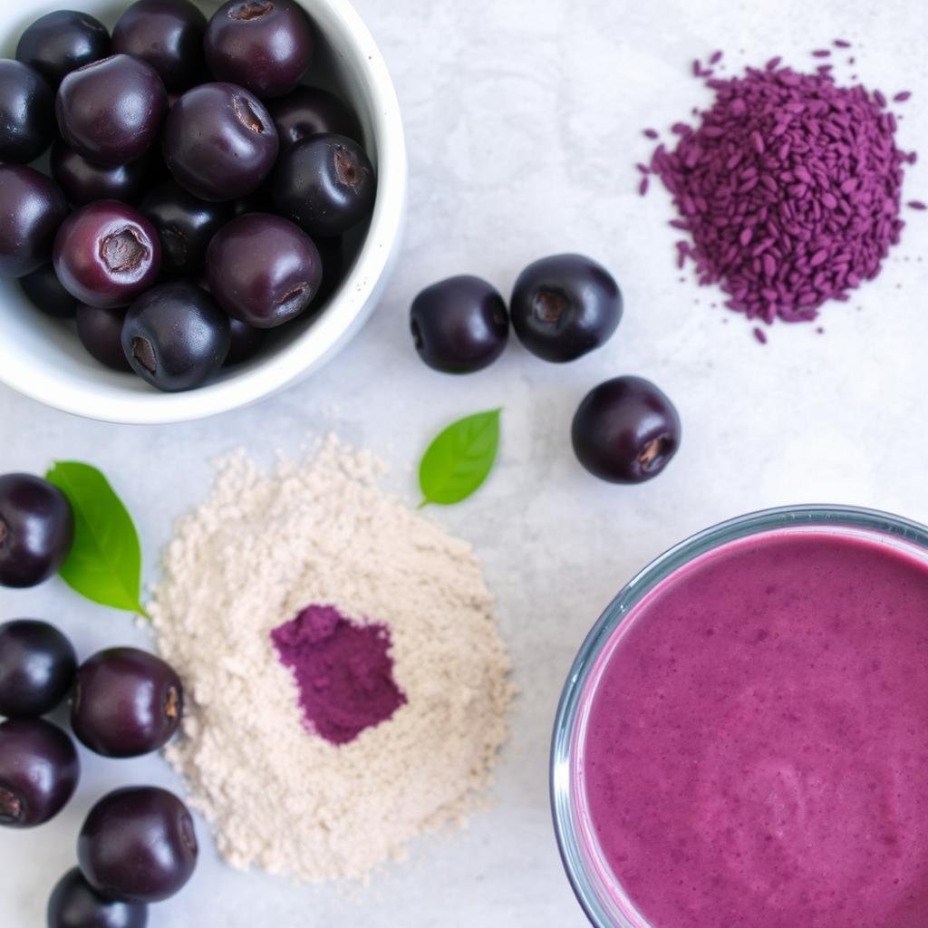 Bagas de açaí para energia natural em pré-treino noturno Bagas de açaí para energia natural em pré-treino noturno