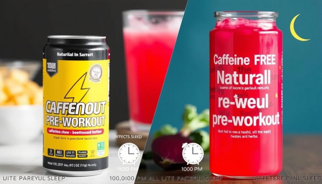 Comparação visual entre pré-treinos com e sem cafeína Comparação visual entre pré-treinos com e sem cafeína