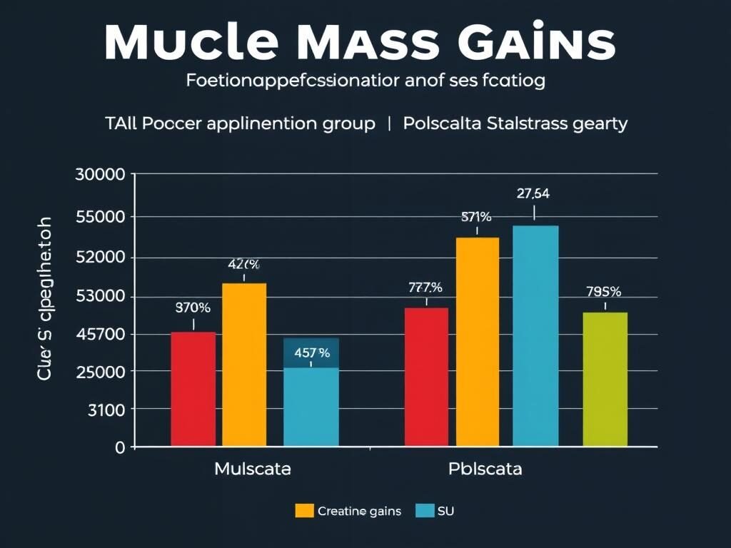 Gráfico mostrando ganhos de massa muscular com creatina monohidratada para hipertrofia Gráfico mostrando ganhos de massa muscular com creatina monohidratada para hipertrofia