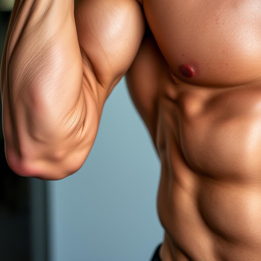 Músculos definidos mostrando ganho de massa muscular com creatina monohidratada