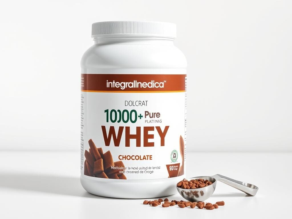 Pote de Integralmédica 100% Pure Whey sabor chocolate com medidor Pote de Integralmédica 100% Pure Whey sabor chocolate com medidor