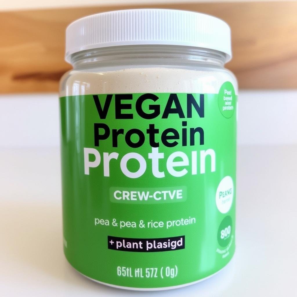 Pote de whey protein vegano à base de ervilha e arroz Pote de whey protein vegano à base de ervilha e arroz