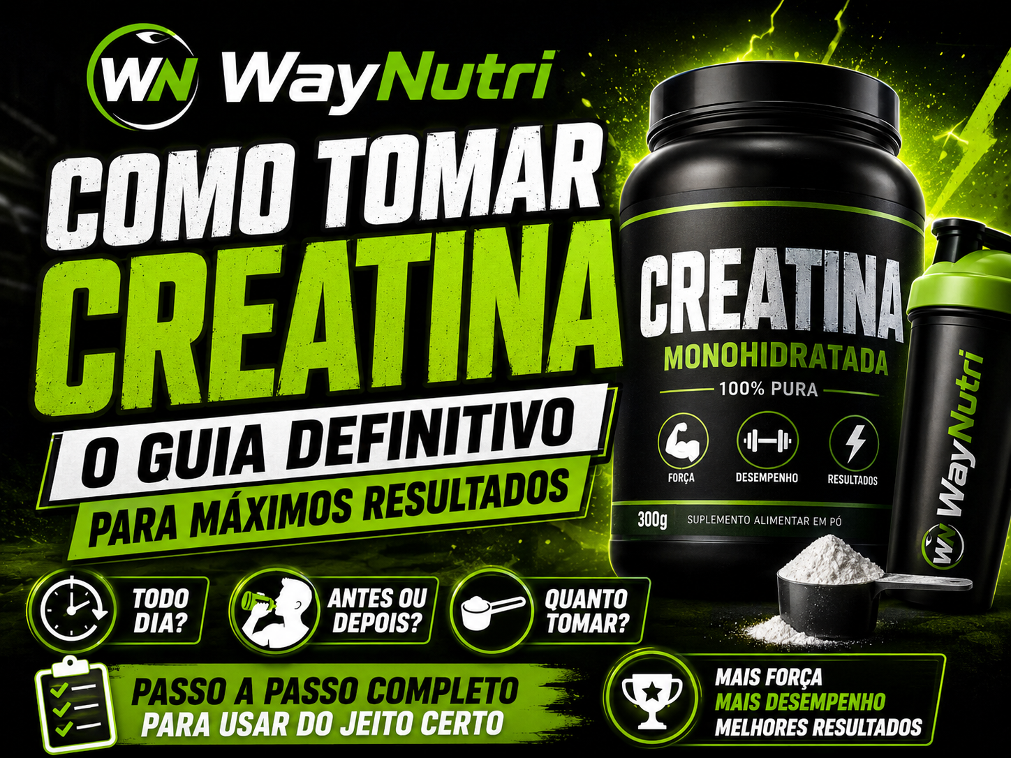 Capa Guia Completo WayNutri: Como tomar creatina monohidratada
