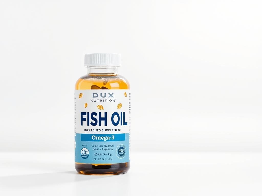 Frasco do suplemento Dux Nutrition Fish Oil ômega 3 Frasco do suplemento Dux Nutrition Fish Oil ômega 3